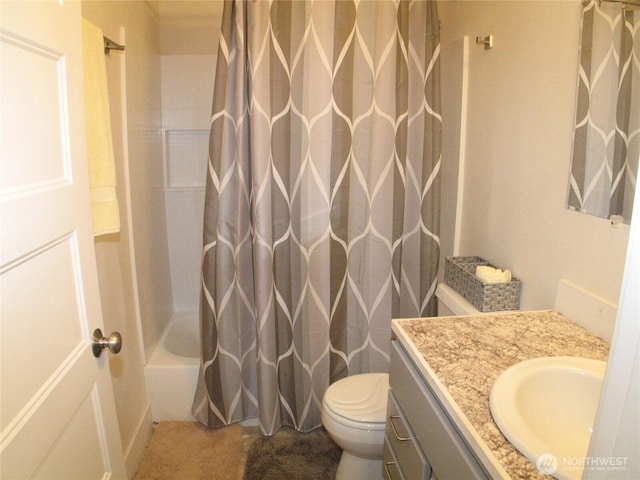 27510 X Ln, Ocean Park, WA 98640 - bathroom with vanity, shower / bath combination with curtain, and toilet
