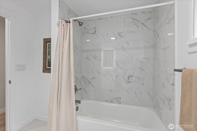 8661 State Highway 303 NE, Bremerton, WA 98311 - bathroom with baseboards and shower / bathtub combination with curtain
