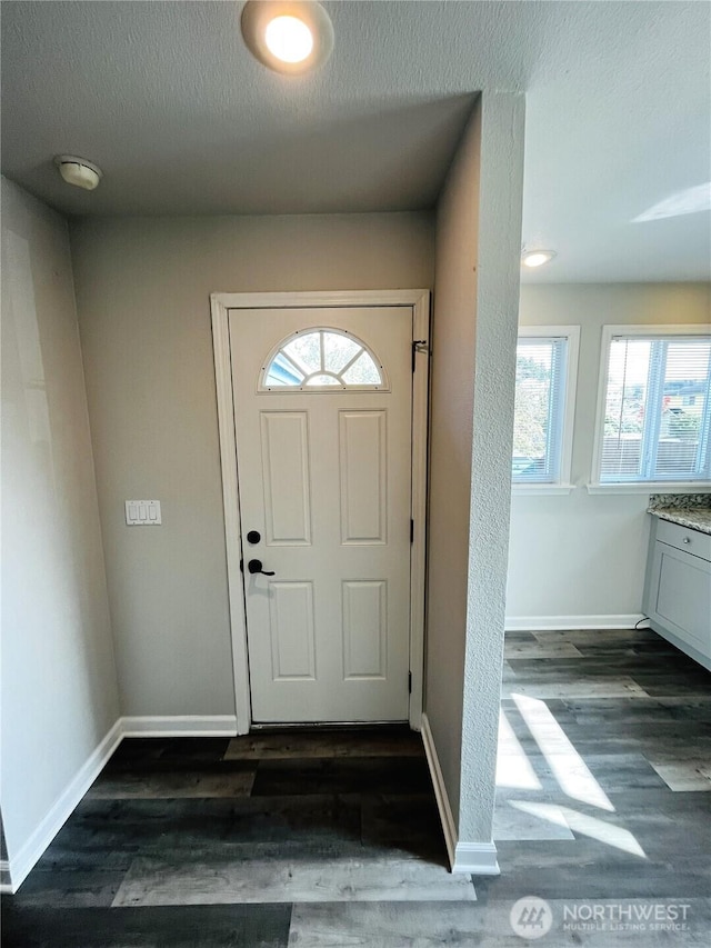 19573 2nd Ave NE, Poulsbo, WA 98366 - entryway featuring dark wood finished floors, baseboards, and a textured ceiling