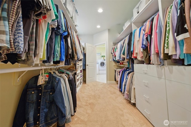 2961 Kendall Rd, Walla Walla, WA 99362 - walk in closet with washer / dryer and light colored carpet