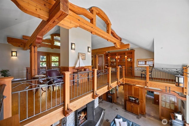 2141 Northshore Rd, Bellingham, WA 98226 - interior space with vaulted ceiling with beams and a wainscoted wall