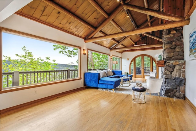 view of patio with french doors and outdoor lounge area