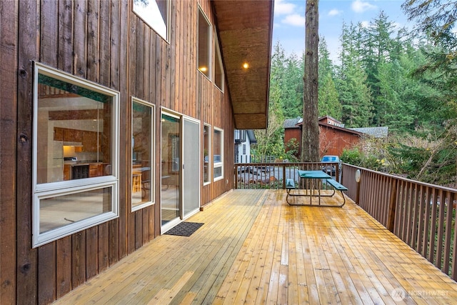 deck featuring a storage unit