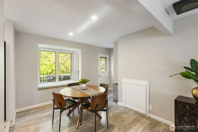 8957 Watson Pl NE, Bremerton, WA 98311 - dining space with light wood-style flooring, baseboards, and recessed lighting