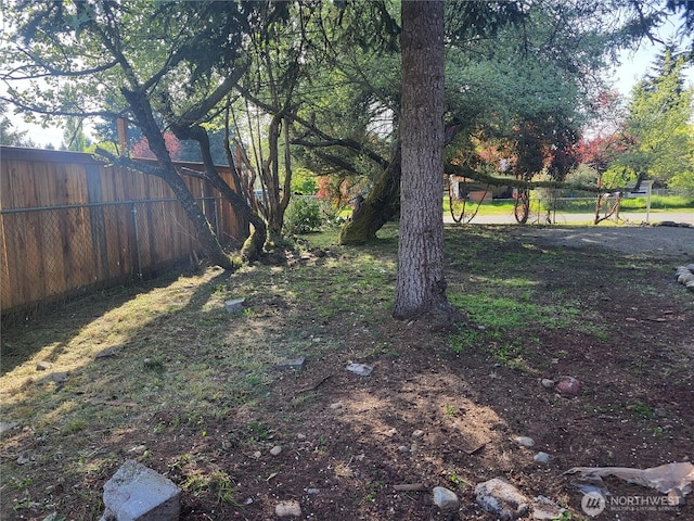 view of yard featuring fence