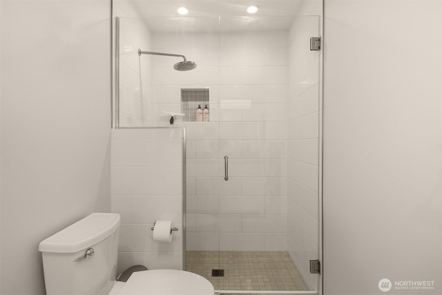 807 Lake St S Unit 300, Kirkland, WA 98033 - bathroom with recessed lighting, toilet, and a shower stall
