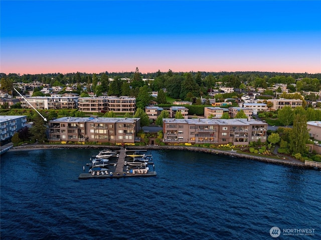 807 Lake St S Unit 300, Kirkland, WA 98033 - aerial view at dusk with a water view
