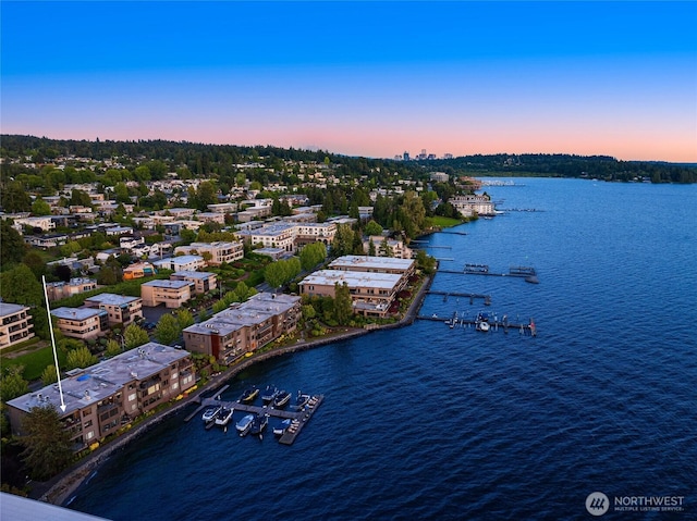 807 Lake St S Unit 300, Kirkland, WA 98033 - aerial view at dusk featuring a water view