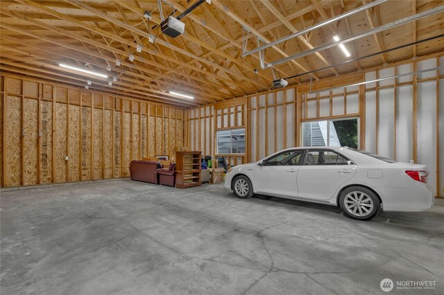 garage with a garage door opener