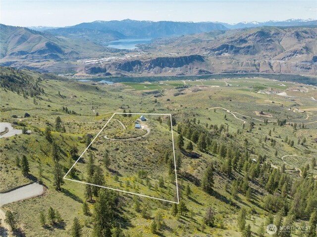 aerial view with a mountain view