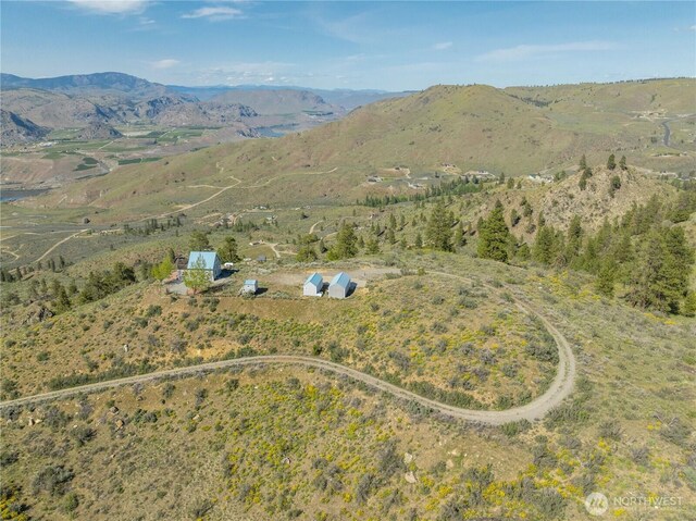 bird's eye view featuring a mountain view
