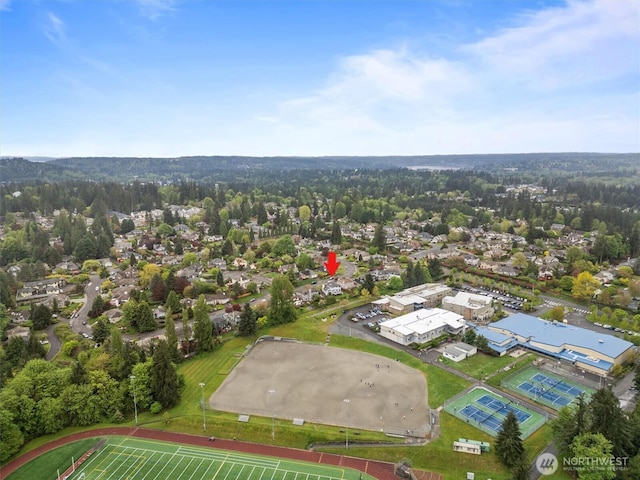 drone / aerial view featuring a residential view