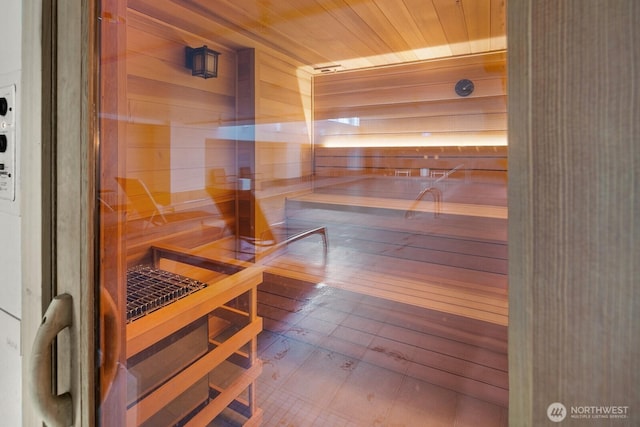 view of sauna