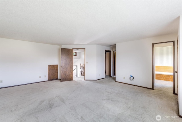 interior space featuring baseboards and light carpet