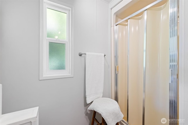 bathroom featuring a stall shower