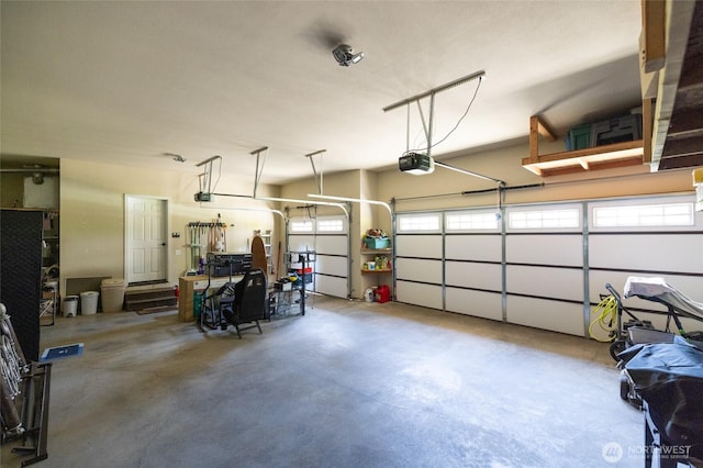 garage with a garage door opener