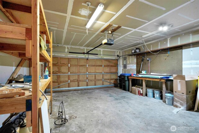garage with a garage door opener