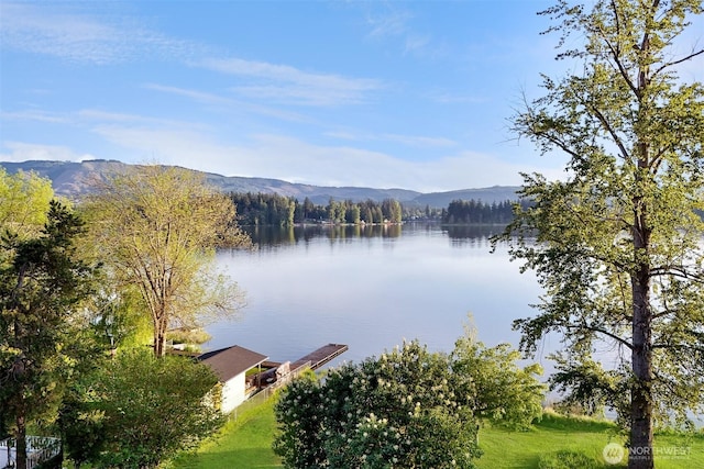 water view with a mountain backdrop