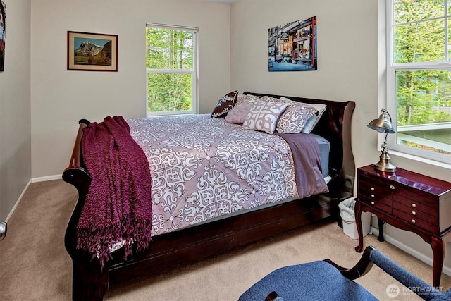 bedroom featuring baseboards and carpet flooring