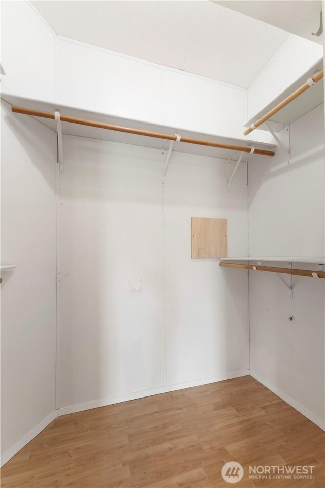walk in closet featuring wood finished floors