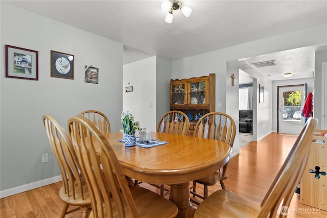 109 Lime St, Omak, WA 98841 - dining room with baseboards, visible vents, and light wood-style floors