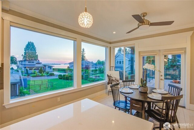 1985 Bayview St, Blaine, WA 98230 - sunroom / solarium featuring tile patterned flooring, french doors, and baseboards