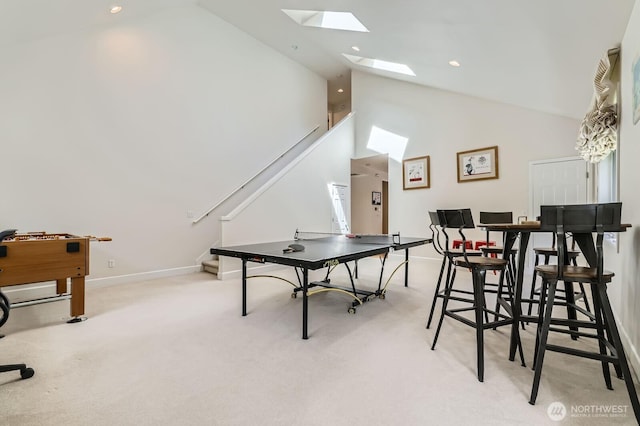20933 37th Ave SE, Bothell, WA 98021 - playroom with a skylight, vaulted ceiling, light carpet, and baseboards