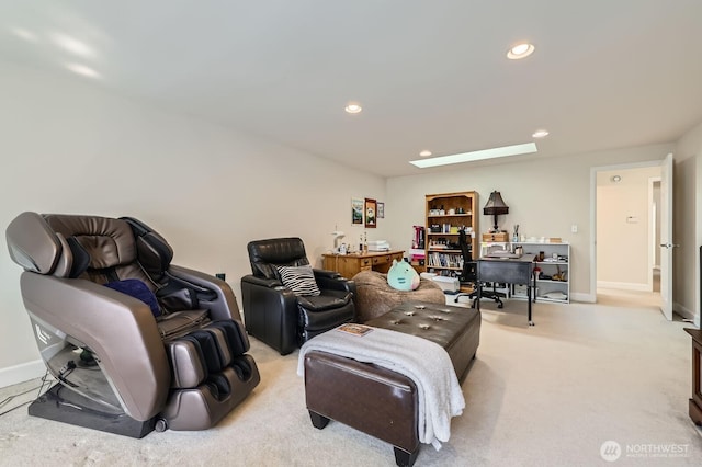 20933 37th Ave SE, Bothell, WA 98021 - living area featuring light carpet, recessed lighting, baseboards, and an office area