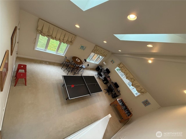 20933 37th Ave SE, Bothell, WA 98021 - living area with a skylight, recessed lighting, carpet, and vaulted ceiling