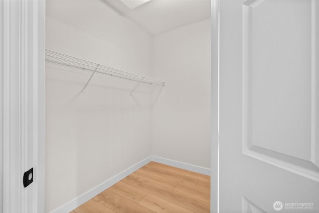 spacious closet featuring light wood-style flooring