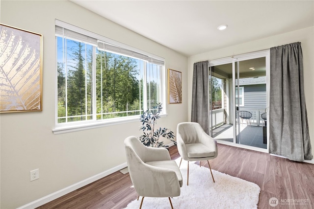 32943 Ash Ave SE, Black Diamond, WA 98010 - sitting room with baseboards, plenty of natural light, wood finished floors, and recessed lighting
