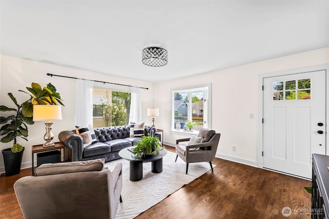 4215 N 27th St, Tacoma, WA 98407 - living area featuring baseboards and dark wood finished floors