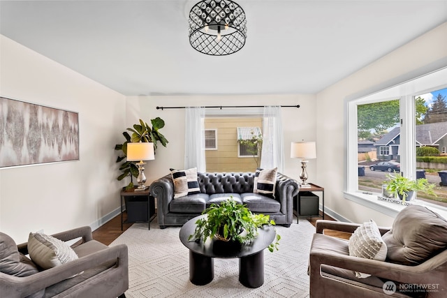 4215 N 27th St, Tacoma, WA 98407 - living room with baseboards, wood finished floors, and a wealth of natural light