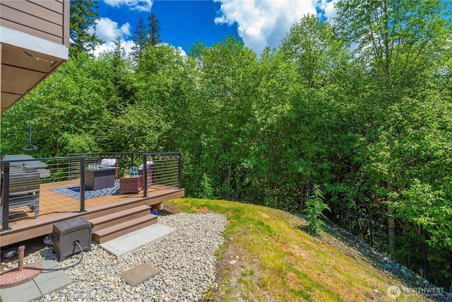 view of yard featuring a deck
