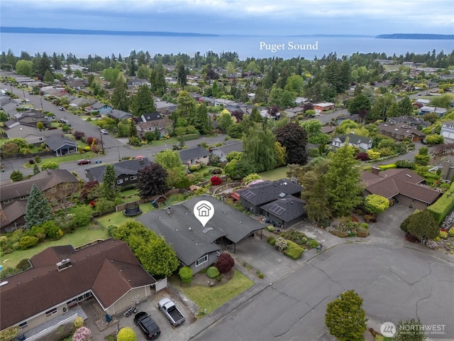 431 12th Pl N, Edmonds, WA 98020 - aerial overview of property's location featuring nearby suburban area and a large body of water