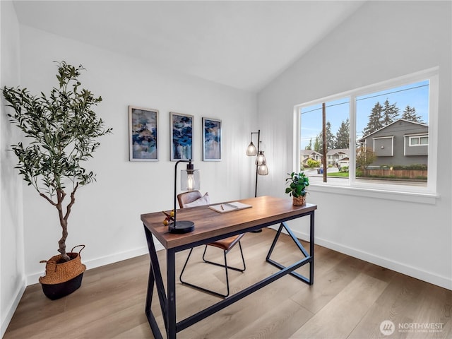 7822 Beverly Blvd Unit B, Everett, WA 98203 - office with wood finished floors, lofted ceiling, and baseboards
