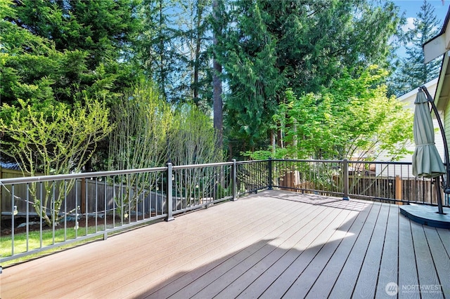 deck featuring fence