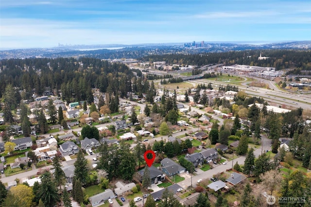 drone / aerial view with a residential view