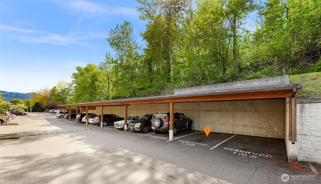 view of covered parking lot