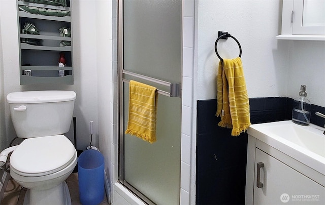 11515 7th Ave NE, Seattle, WA 98125 - full bathroom with vanity, toilet, and a shower stall