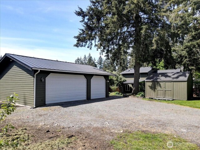detached garage with a storage unit