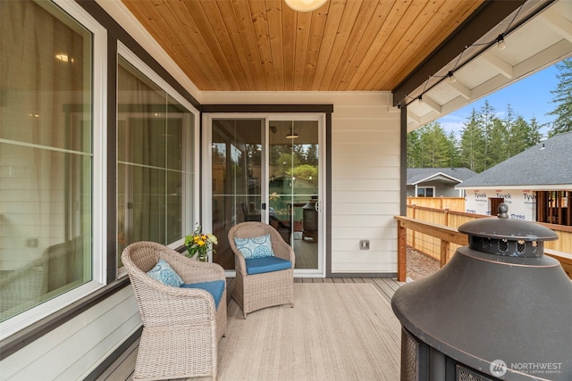 view of wooden balcony featuring a deck