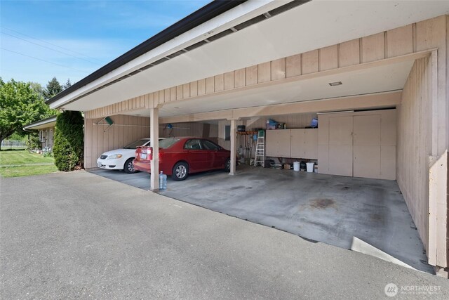 view of covered parking lot