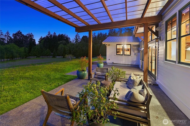 view of patio with fence and a pergola