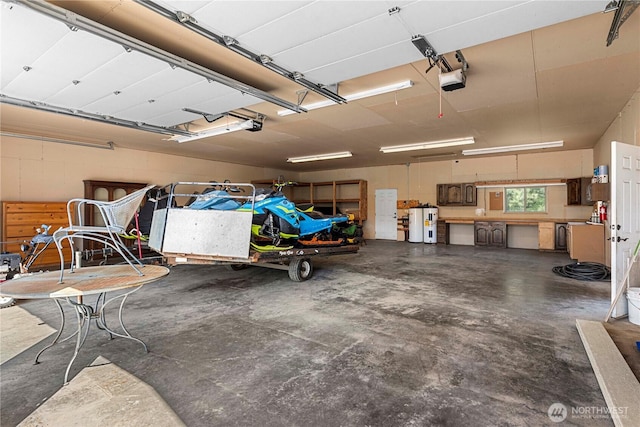 garage with a garage door opener