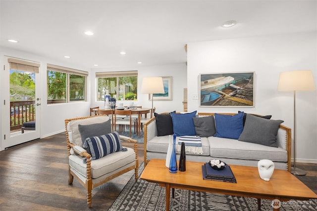 3834 175th Ave NE Unit 209, Redmond, WA 98052 - living room with recessed lighting, baseboards, and wood finished floors