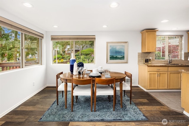 3834 175th Ave NE Unit 209, Redmond, WA 98052 - dining room featuring a healthy amount of sunlight, dark wood-style flooring, and recessed lighting