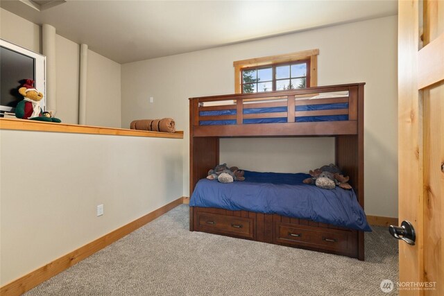bedroom with baseboards and carpet flooring