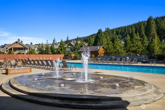 community pool with fence