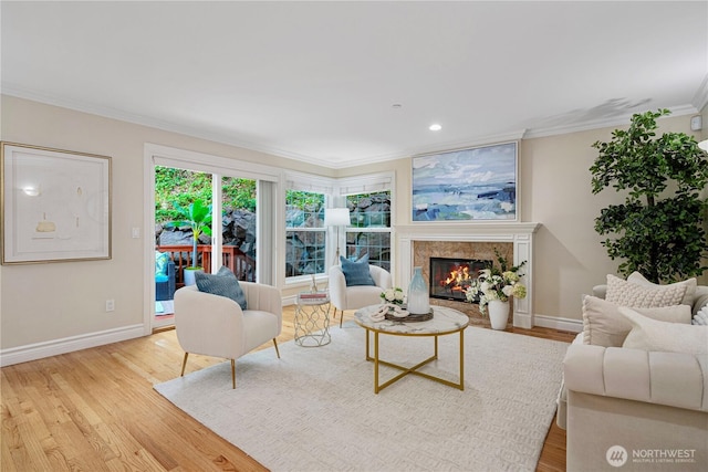 1823 Richards Rd, Bellevue, WA 98005 - living room featuring crown molding, baseboards, and wood finished floors